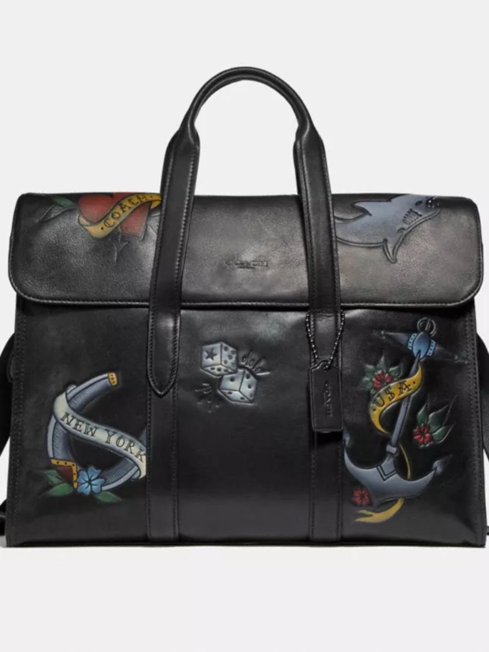 Coach Black Metropolitan Leather Tattoo-Tooling Briefcase